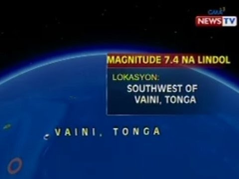 KB: Bansang Tonga, niyanig ng magnitude 7.4 na lindol