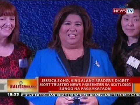 BT: Jessica Soho, kinilalang Reader's Digest Most Trusted Presenter sa ika-3 pagkakataon