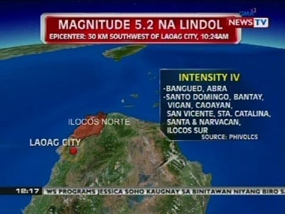 BT: Ilocos Norte, niyanig ng magnitude 5.2 na lindol