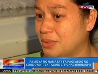 NTG: Pamilya ng namatay sa pagsabog ng condo unit sa Taguig, naghihinagpis