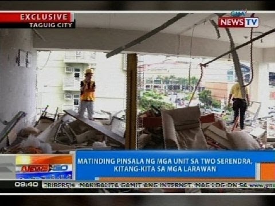 NTG: Matinding pinsala ng mga unit sa Two Serendra, kitang-kita sa mga larawan