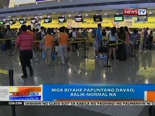 NTG: Mga biyahe papuntang Davao, balik-normal na