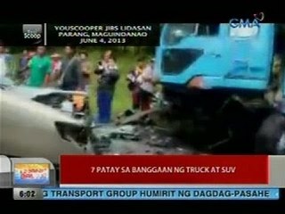 UB: 7 patay sa banggaan ng truck at SUV (Maguindanao)