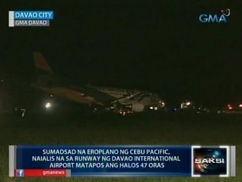 Saksi: Sumadsad na eroplano ng Cebu Pacific, naialis na sa runway ng Davao Int'l Airport