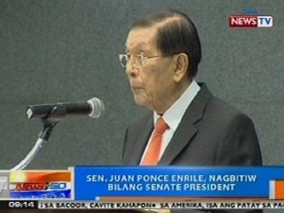 NTG: Sen. Juan Ponce Enrile, nagbitiw bilang Senate President