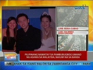 UB: Pilipinang namatay sa pambubugbog umano ng asawa sa Malaysia, naiuwi na sa bansa
