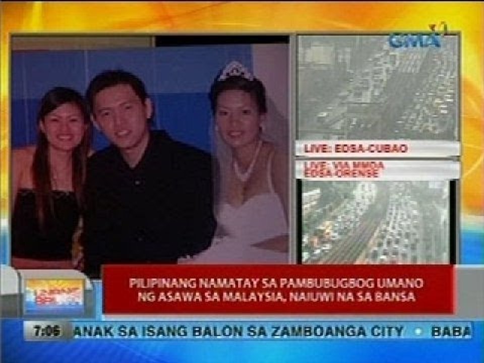 UB: Pilipinang namatay sa pambubugbog umano ng asawa sa Malaysia, naiuwi na sa bansa