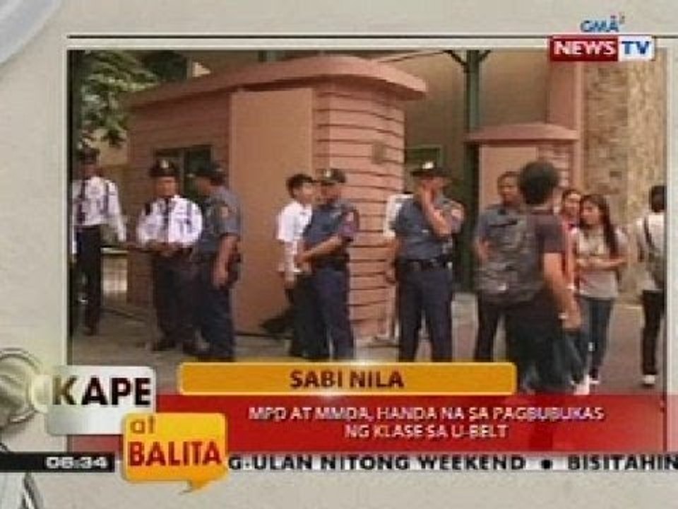 KB: MPD at MMDA, handa na pagbubukas ng klase sa U-Belt