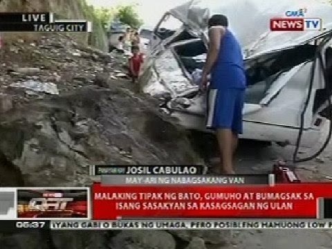 QRT: Malalaking tipak ng bato, gumuho at bumagsak sa isang sasakyan sa Taguig