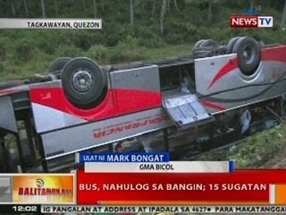 BT: Bus, nahulog sa bangin sa Tagkawayan, Quezon; 15 sugatan