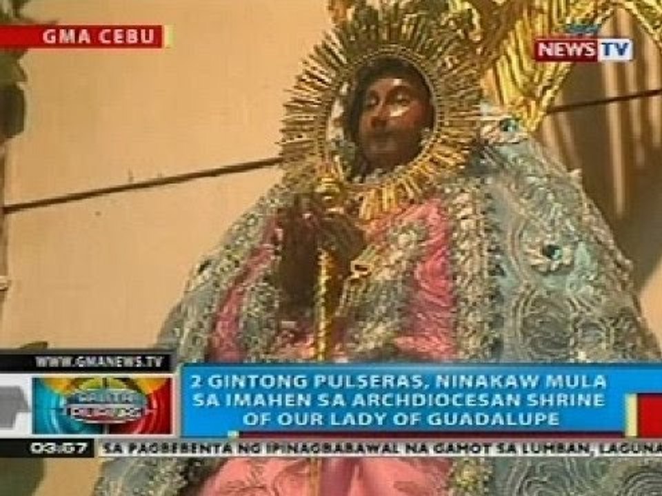 BP: 2 gintong pulseras, ninakaw mula sa isang imahen sa isang simbahan sa Cebu City