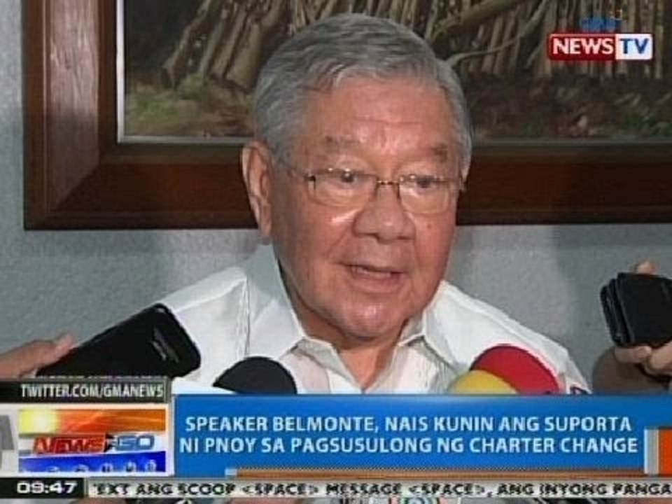 NTG: Speaker Belmonte, nais kunin ang suporta ni PNoy sa pagsusulong ng Charter Change