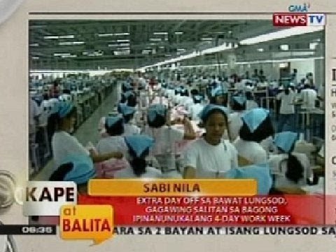 KB: Extra day off sa bawat lungsod, gagawing salitan sa ipinanunukalang 4-day work week