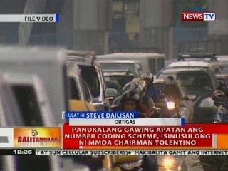 Panukalang gawing apatan ang number coding scheme, isinusulong ni MMDA Chairman Tolentino