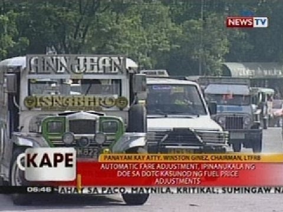 Automatic fare adjustment, ipinanukala ng DOE sa DOTC kasunod ng fuel price adjustments