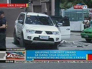 Grupong dumukot umano sa isang taga-Quezon City, nakaengkwentro ng pulisya sa Davao City; 3 patay