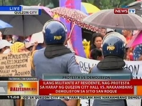 BT: Ilang militante at residente, nagprotesta sa harap ng QC Hall vs demolisyon sa Sitio San Roque