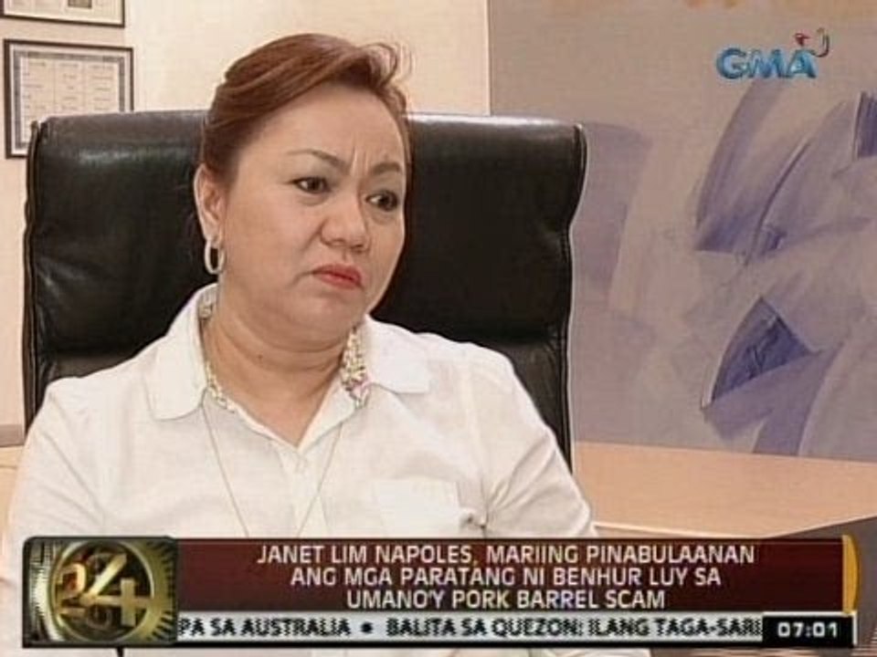 24Oras: Napoles, mariing pinabulaanan ang mga paratang ni Benhur Luy sa umano'y pork barrel scam