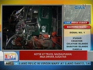 UB: Kotse at truck, nagsalpukan; mga driver, sugatan