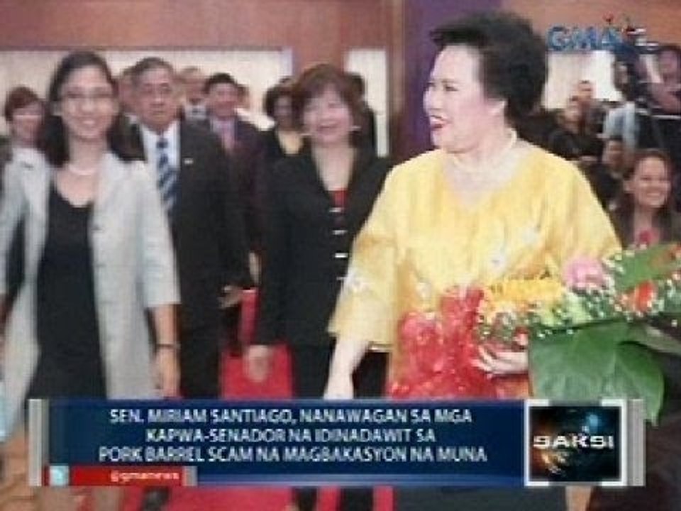 Sen. Miriam Santiago sa mga kapwa-senador na dawit sa pork barrel scam: magbakasyon muna kayo