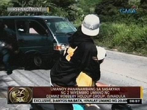Umano'y pananambang sa sasakyan ng dalawang miyembro umano ng Ozamiz Robbery Holdup Group, isinadula