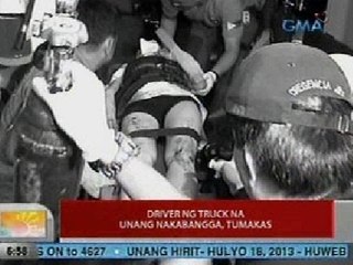 UB: Babae, sugatan matapos masalpok ng 2 truck ang sinasakyang kotse