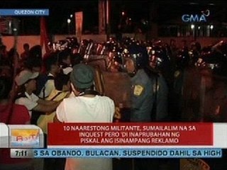 UB: 10 naarestong militante, sumailalim na sa inquest