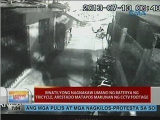 UB: Binatilyong nagnakaw umano ng baterya ng tricycle, arestado matapos makunan ng CCTV footage