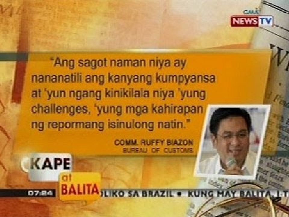 KB: Customs Comm. Ruffy Biazon, nagbitiw sa pwesto