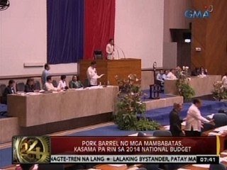 24 Oras: Pork barrel ng mga mambabatas, kasama pa rin sa 2014 National Budget
