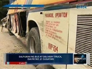 Saksi: Isa patay, 21 sugatan sa salpukan ng bus at delivery truck sa Atimonan, Quezon