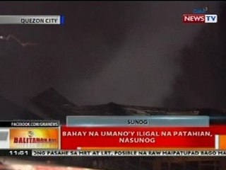 BT: Bahay na umano'y iligal na patahian sa QC, nasunog