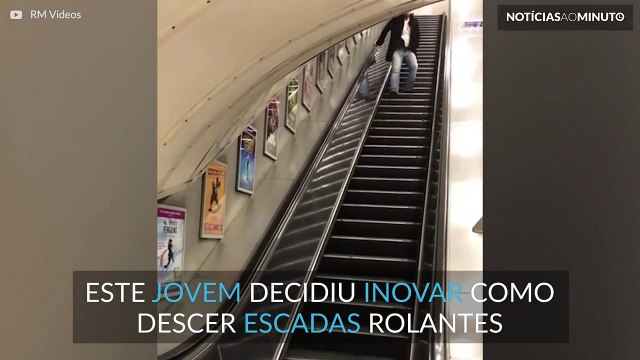 Este Jovem mostra como descer sem usar a escada rolante com segurança - JAN 2017