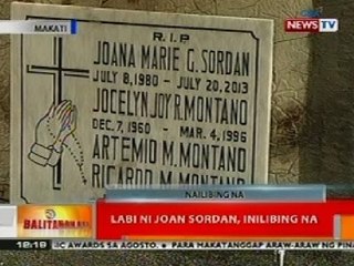 BT: Labi ni Joan Sordan, inilibing na