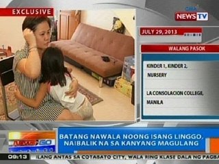 NTG: Exclusive: Batang nawawala noong isang linggo, naibalik na sa kanyang magulang