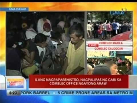 UB: Ilang nagpaparehistro, nagpalipas ng gabi sa Comelec office ngayong araw