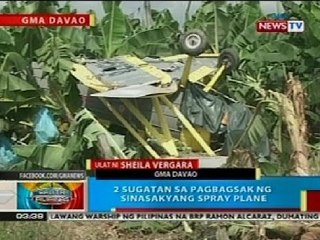 BP: 2 sugatan sa pagbagsak ng sinsasakayang spray plane sa Davao