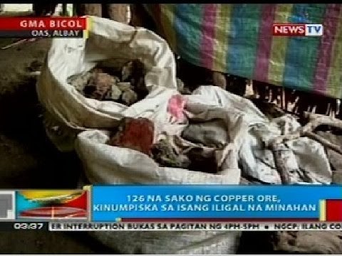 BP: 126 na sako ng copper ore, kinumpiska sa isang iligal na minahan sa Albay