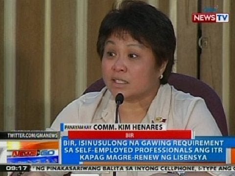 NTG: BIR, isinusulong na gawing requirement sa self-employed ang ITR kapag magre-renew ng lisensaya
