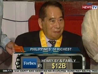 NTG: Henry Sy at kanyang pamilya, pinakamayaman sa Pilipinas ayon sa Forbes Magazine
