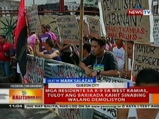 BT: Mga residente sa K-9 sa West Kamias, tuloy ang barikada kahit walang demolisyon