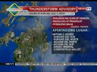 NTG: PAGASA, naglabas ng thunderstorm advisory sa ilang bahagi ng bansa