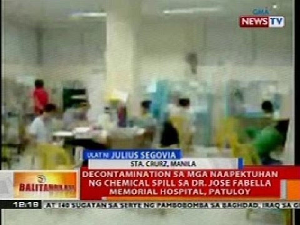 BT: Decontamination sa mga naapektuhan ng chemical spill sa Dr. Fabella Hospital, patuloy