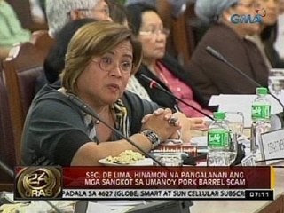 24 Oras: Sec. De Lima, hinamon na pangalanan ang mga sangkot sa umano'y pork barrel scam