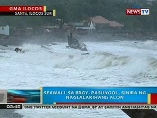 BP: Seawall sa Brgy. Pasungol, Santa, Ilocos Sur, sinira ng naglalakihang alon