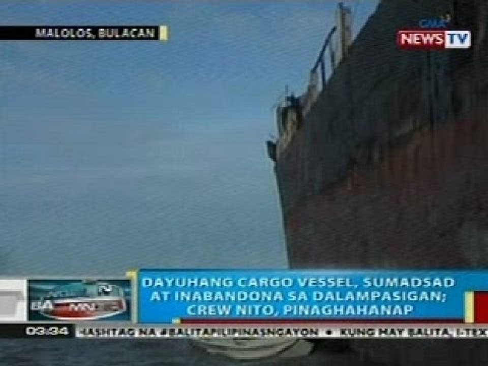 BP: Dayuhang cargo vessel, sumadsad at inabandona sa dalampasigan sa Malolos, Bulacan