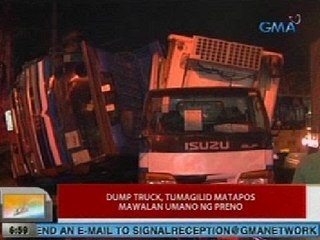 UB: Dump truck, tumagilid sa Valenzuela matapos mawalan ng preno