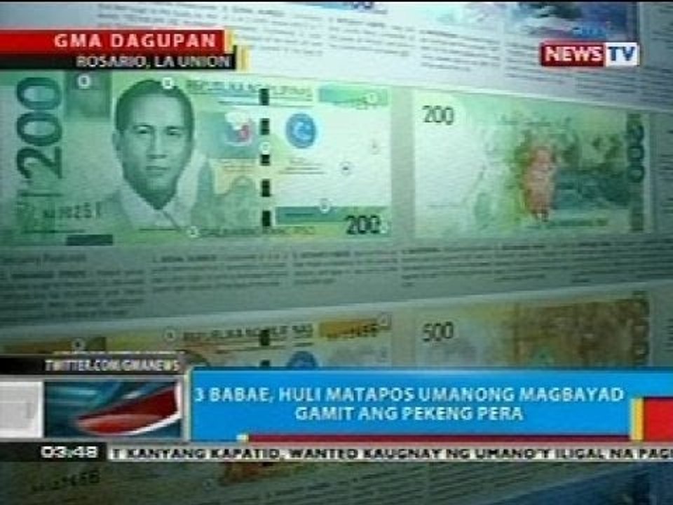 BP: 3 babae, huli matapos umanong magbayad gamit ang pekeng pera sa Rosario, La Union