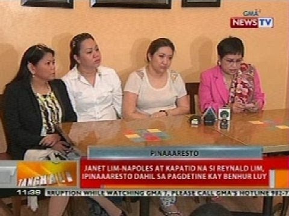 Janet Lim-Napoles at kapatid na si Reynald Lim, ipinaaresto dahil sa pagdetine kay Benhur Luy