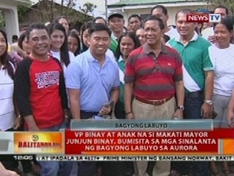 VP Binay at anak na si Makati Mayor Junjun Binay, bumisita sa mga sinalanta ng Bagyong Labuyo